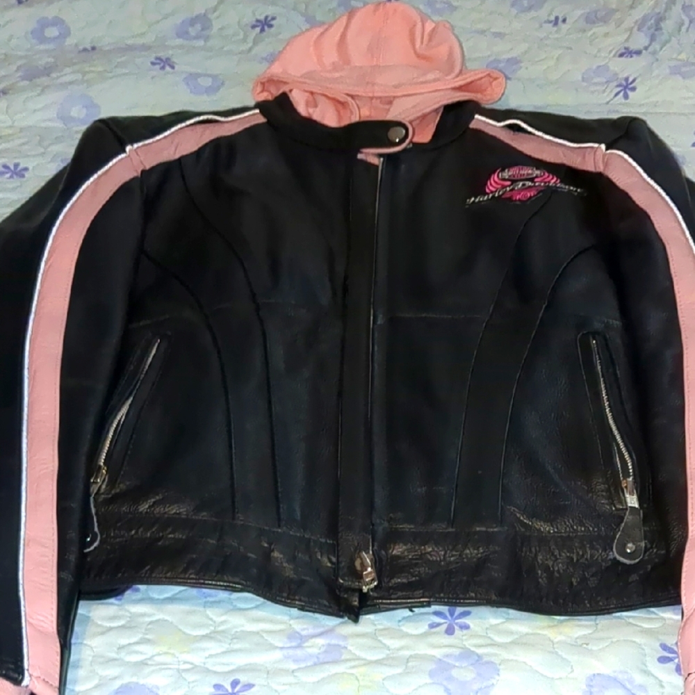 Street Legal Performance Black and Pink Leather Motorcycle Jacket
